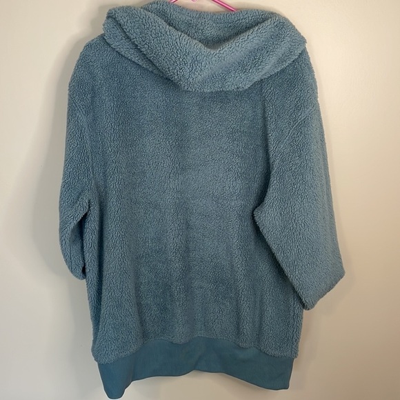 SO Soft Women’s LG Sherpa Hooded Pullover Sweatshirt w Pocket Leisure Cozy Green - Picture 6 of 9